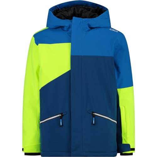 CMP Boys Jacket Fix Hood Twill Iii Colorblock-Blau - Wasserdichte atmungsaktive Jungen Skijacke, Größe 164 - Farbe Petro von CMP