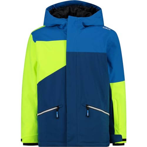 CMP Boys Jacket Fix Hood Twill Iii Colorblock - Wasserdichte atmungsaktive Jungen Skijacke, Größe 140 - Farbe Petrol von CMP