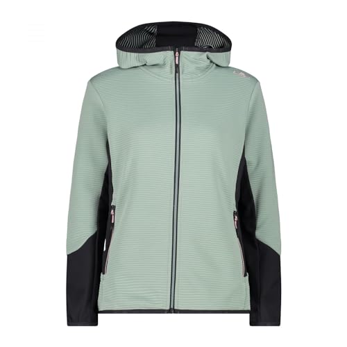 CMP Damen 34E6666 Hood-Fleecejacke mit spezieller Verarbeitung, Jade, 42 von CMP