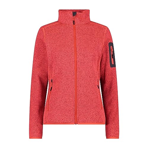 CMP Damen Damenjacke aus Knit-Tech-3h14746 Fleecejacke, Mohnblumen-Rot-Fluo-Anthrazit, D48 von CMP