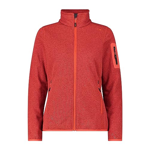 CMP Damen Damenjacke aus Knit-Tech-3h14746 Fleecejacke, Red Fluo-Mohnblumen-Anthrazit, D46 von CMP