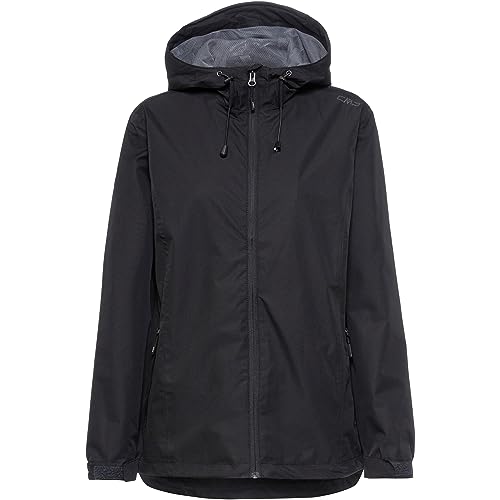 CMP Damen Fester Kapuze-39x6636 Regenjacke, Schwarz, D 50 von CMP