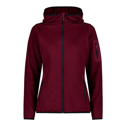 CMP Damen Fleecejacke Midlayer Outdoor Sweatjacke Woman Jacket Fix Hood, Farbe:Bordeaux, Größe:46, Artikel:-05HP Anemone/Anthracite von CMP