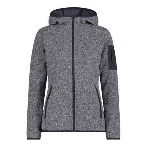 CMP Damen Fleecejacke Midlayer Outdoor Sweatjacke Woman Jacket Fix Hood, Farbe:Grau, Größe:38, Artikel:-45US antracite von CMP