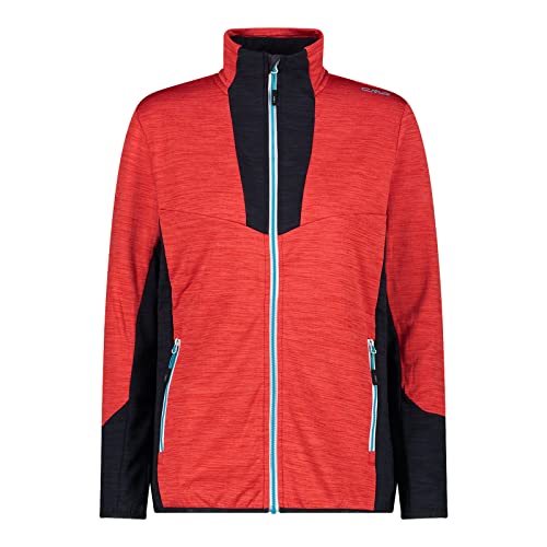 CMP Damen Fleecejacke Midlayer Outdoorjacke Grid Tech Unlimitech Stretch-Fleece, Farbe:Rot, Größe:36, Artikel:-C653 Campari von CMP