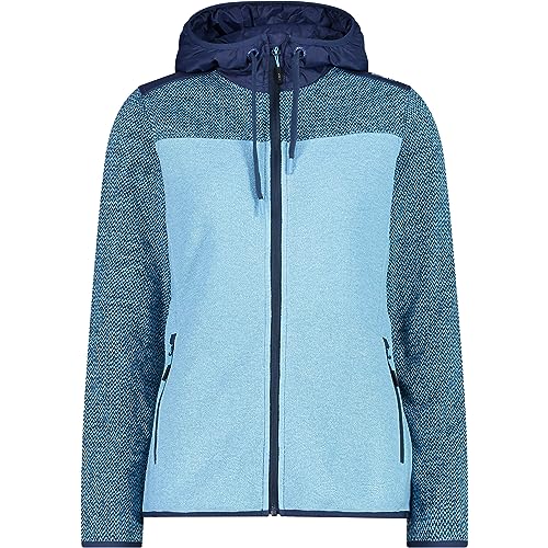 CMP Knit Tech Fleecejacke mit Kapuze für Damen, l312 cielo,42 von CMP