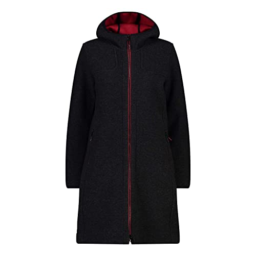 CMP Damen Hoodie Parka, carbone mel.-red wine, 38 von CMP