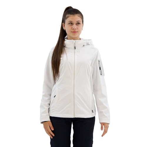 CMP Damen Hoodie Zip Jacke, bianco-stone, 40 von CMP