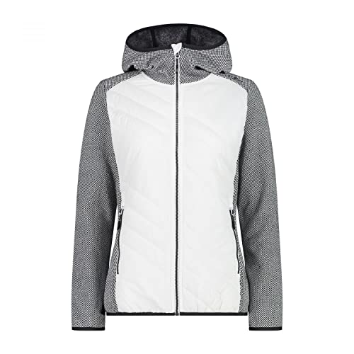 CMP Damen Hybrid-Kapuzenjacke aus Knit-Tech-Fleece mit Frontwattierung 33H5376 Weiss 42 von CMP