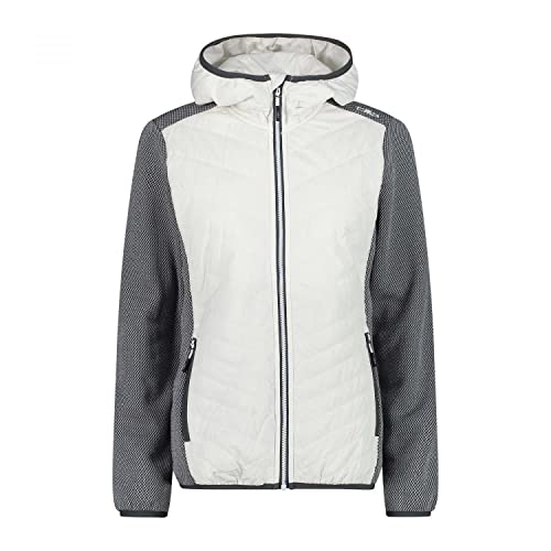 CMP Damen Hybrid-Knitech-Jacke mit Kapuze und Front Wattierung 32H2026 weiss 48 von CMP