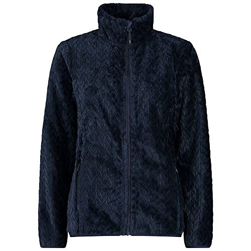 CMP Damen Jacquard highloft Jacket Fleecejacke, Schwarz Blau, 40 von CMP