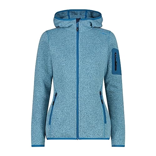 CMP Damen Knit-Tech-Jacke mit Fester Kapuze-3h19826 Fleecejacke, Anis-Jade-B.Blue, 36 von CMP