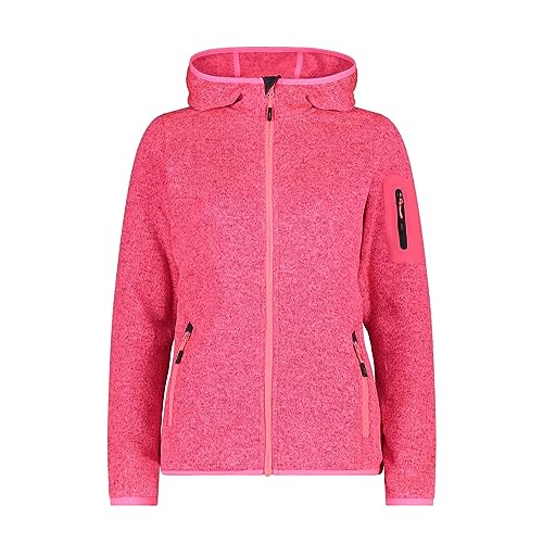 CMP Damen Knit-Tech-Jacke mit Fester Kapuze-3h19826 Fleecejacke, Gloss-Anthrazit, D36 von CMP