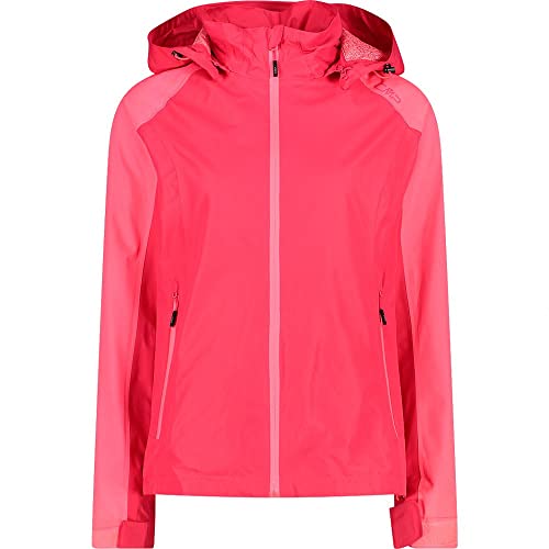 CMP Damen Mélange Fleece Jacket with Knit Tech Melange Fleecejacke mit Hood, Mädchen, Korallenrot Kiss, 128, Erdbeere, 42 von CMP