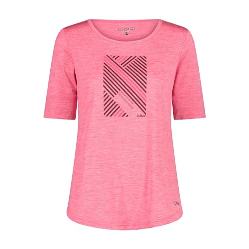 CMP Damen Melange Print T-Shirt, pink Fluo Mel., 48 von CMP