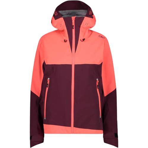 CMP W Jacket Fix Hood 3 Layer Colorblock-Lila-Pink - Vielseitige wasserdichte Damen Hardshell jacke, Größe 42 - Farbe Bu von CMP