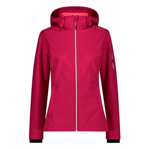 CMP Damen Softshelljacke Regenjacke Woman Zip Hood Jacket, Farbe:Pink, Größe:44, Artikel:-H814 fuxia von CMP