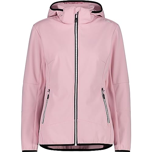 CMP W Jacket Zip Hood V Pink - Wasserabweisende atmungsaktive Damen Softshelljacke, Größe 34 - Farbe Pink von CMP