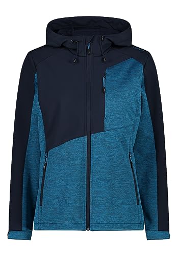 CMP Damen Softshelljacke mit leichtem Innenfleece 33A1726 blau melange 46 von CMP