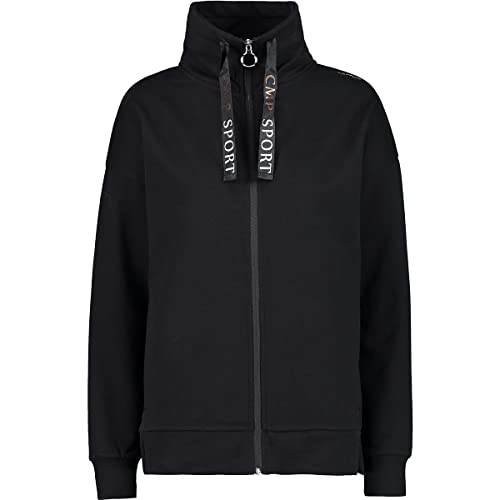 CMP Damen Stretch Fleece Sweatshirt Oversize with Turtleneck Fleecejacke, Schwarz, 50 von CMP