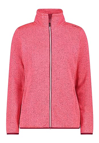CMP Damen Strickfleecejacke ohne Kapuze mit geometrischer Textur 33H1916 neon pink 38 von CMP