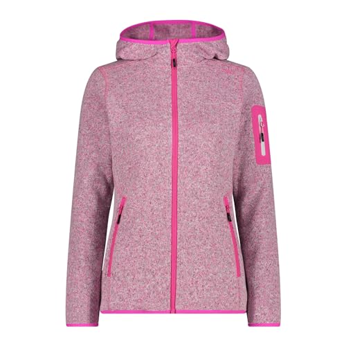 CMP Damen Strickjacke mit Fester Kapuze, Fuchsia-Weiß, 40 von CMP