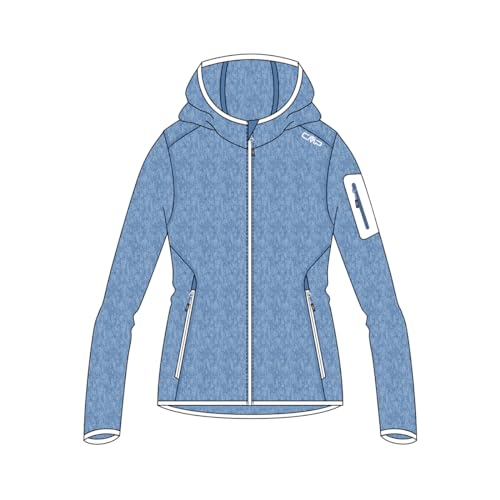 CMP Damen Strickjacke mit Fester Kapuze, Provence-Sky, 46 von CMP