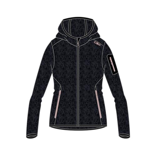 CMP Damen Strickjacke mit Fester Kapuze, Schwarz-Rose, 40 von CMP