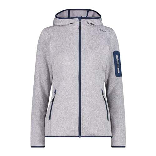 CMP Damen Strickjacke mit Fester Kapuze, Silber-Blau, 40 von CMP