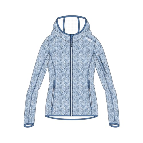 CMP Damen Strickjacke mit Fester Kapuze, Sky-Bianco, 52 von CMP