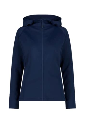 CMP Damen-Sweatshirt mit technischem Stoff Full Zip mit Kapuze in 4 Way Stretch - 32C8386, M926 Blau, 44 von CMP