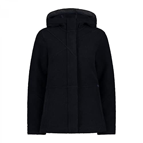 CMP Damen Wooltech Jacket Hooded Jacke, Schwarz Blau, 42 von CMP