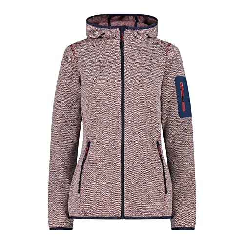 CMP Damen Zip Hoodie Jacke, red wine-bianco, 48 von CMP