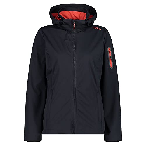 CMP Damenjacke aus Light Softshell mit abnehmbarer Kapuze, 39A5016 (54, Anthrazit), Schwarz von CMP