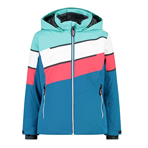 CMP Girls Jacket Fix Hood I Blau-Pink - Wasserdichte atmungsaktive Mädchen Skijacke, Größe 110 - Farbe Lake von CMP