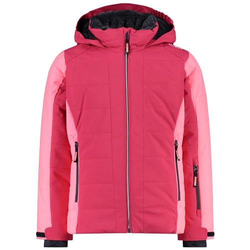 CMP Girls Jacket Fix Hood Twill Ii Pink - Isolierte atmungsaktive Mädchen Skijacke, Größe 176 - Farbe Fuxia von CMP