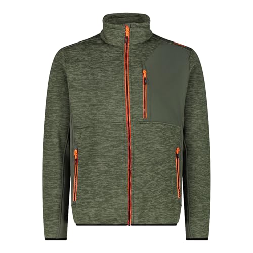 CMP Herren Fleecejacke Outdoorjacke Wanderjacke Midlayer Jacquard Knit-Tech Fleece, Farbe:Oliv, Größe:48, Artikel:-E935 Olive Melange von CMP