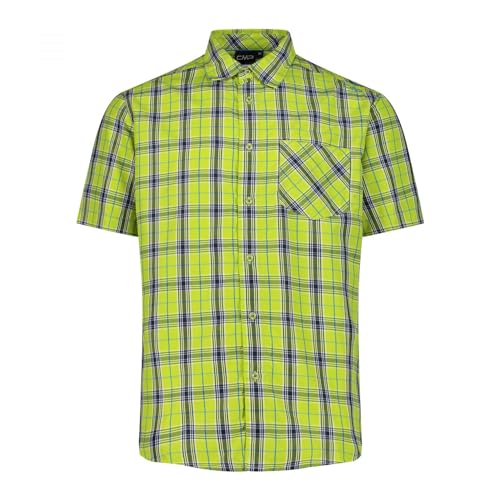 CMP Herren Kurzärmeliges Hemd Poloshirt, Lime-b.Blue-River, 60 von CMP
