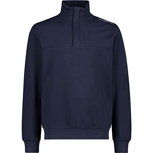 CMP Herren Stretch Fleece Sweatshirt with Half Zip Trainingsshirt, Schwarz Blau, 46 von CMP