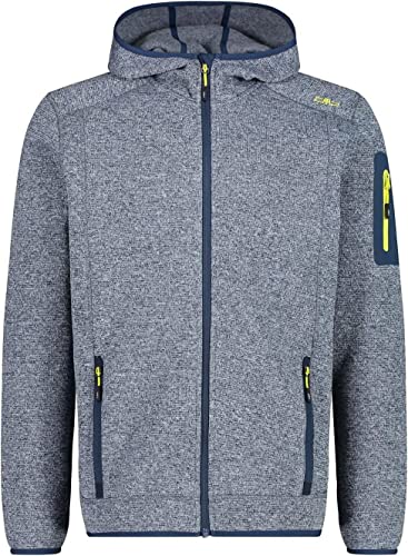 CMP Herren Strickfleecejacke mit Kapuze 3H60847N grau-blau 58 von CMP