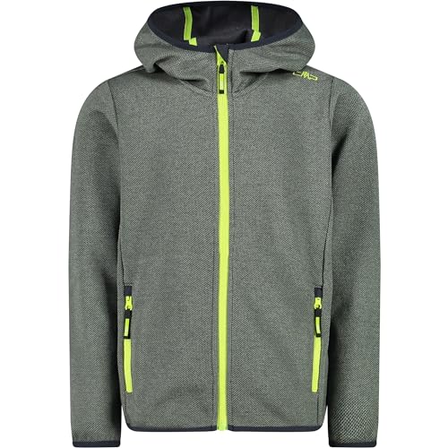 CMP Jungen Jacke Fleecejacke Midlayerjacke Sweatjacke Kapuzenjacke Knit-Tech, Farbe:Grün, Größe:128, Artikel:-52ER salvia-Nero von CMP