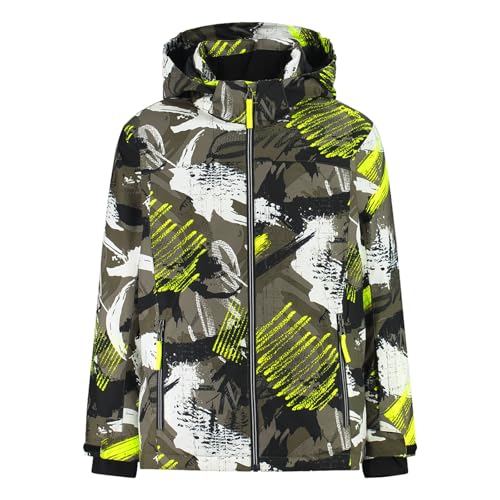 CMP Jungen Jacke Skijacke Snowboardjacke Winterjacke Kid Jacket Snaps Hood, Farbe:Oliv, Größe:116, Artikel:07ZS Olive/Yellow Fluo von CMP