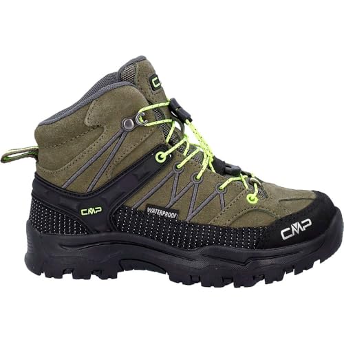 CMP Unisex Kinder Kids Rigel Mid Trekking Shoes Wp Wanderschuhe, Olive Yellow Fluo, 34 EU von CMP