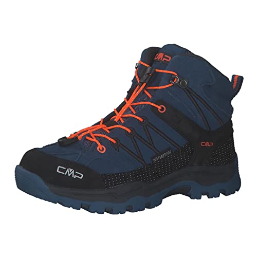 CMP Kids Rigel Mid Trekking Wp Walking Shoe, Dusty Blue Flash Orange, 34 EU von CMP