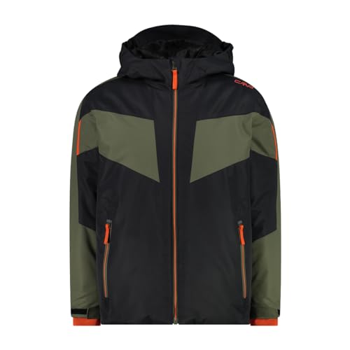 CMP Boys Jacket Fix Hood Twill Grau - Isolierte atmungsaktive Jungen Skijacke, Größe 152 - Farbe Antracite von CMP