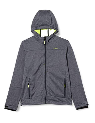 CMP Boy Jacket Fix Hood Softshell Grau - Winddichte wasserabweisende Jungen Softshell-Jacke, Größe 128 - Farbe Titanio M von CMP