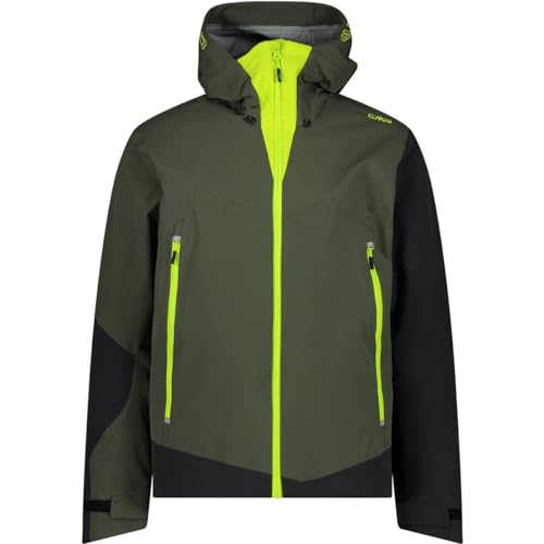 CMP M Jacket Fix Hood 3 Layer Ii Oliv - Atmungsaktive funktionelle Herren Shelljacke, Größe 52 - Farbe Oil Green von CMP