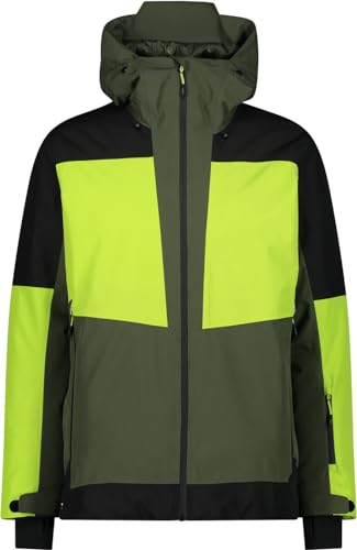 CMP M Jacket Fix Hood Pl Pongee Jacquard+tpu Colorblock-Grün - PrimaLoft Technische warme Herren PrimaLoft Skijacke, G von CMP