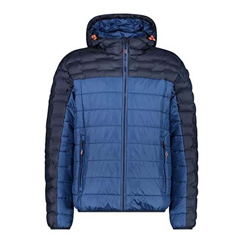 CMP M Jacket Fix Hood Vi Colorblock-Blau - Daunen Warme stylische Herren Isolationsjacke, Größe 56 - Farbe Bluestone von CMP