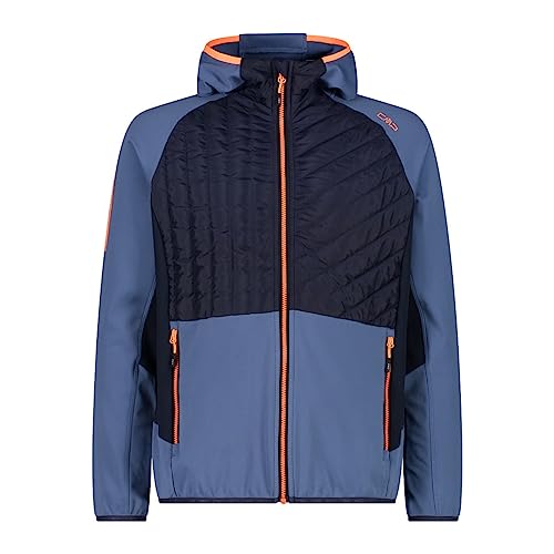 CMP M Jacket Hybrid Fix Hood I Colorblock-Blau - Warme leichte Herren Haybridjacke, Größe 52 - Farbe Bluestone von CMP